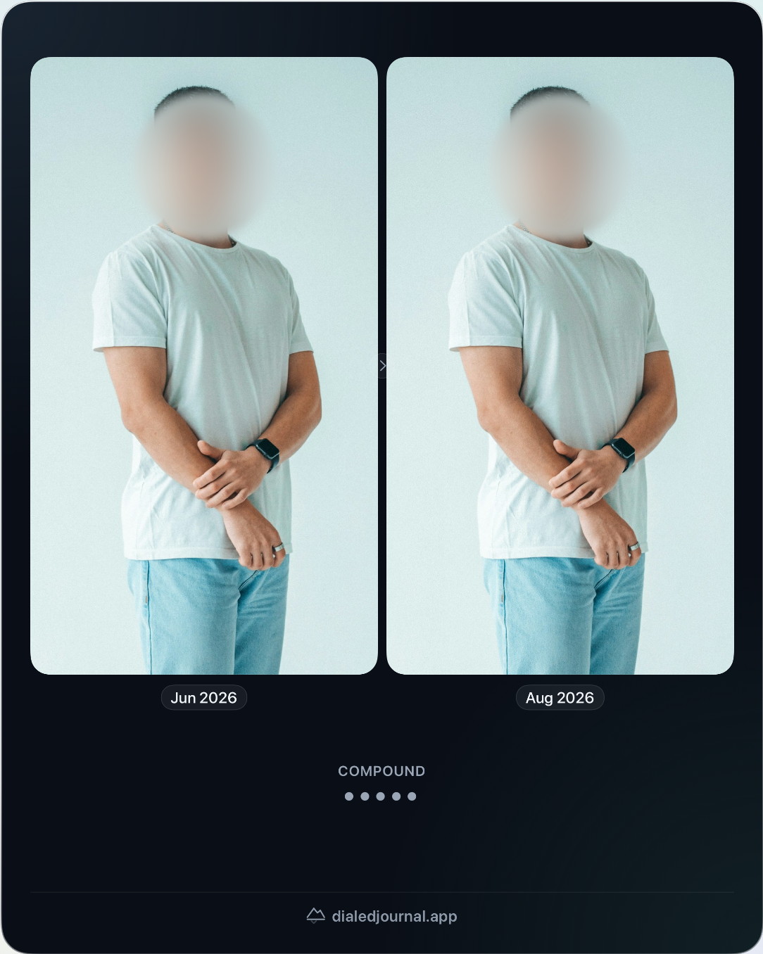 The same comparison card with auto-fit on: both halves at the same scale, head and shoulders in the same place in each